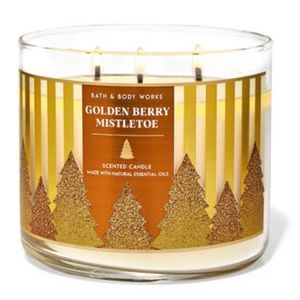 🎅 BBW Golden Berry Mistletoe 3-Wick Candle NEW